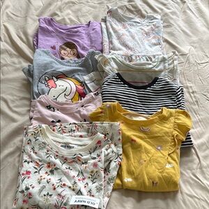 8 pieces Kids Lot - Floral, Yellow, stripes, graphics. Size 5T